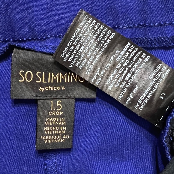 SOLD-Chico’s So Slimming Blue Elastic Waist Pull On Cropped Skinny Pants Size 10 - Picture 5 of 8